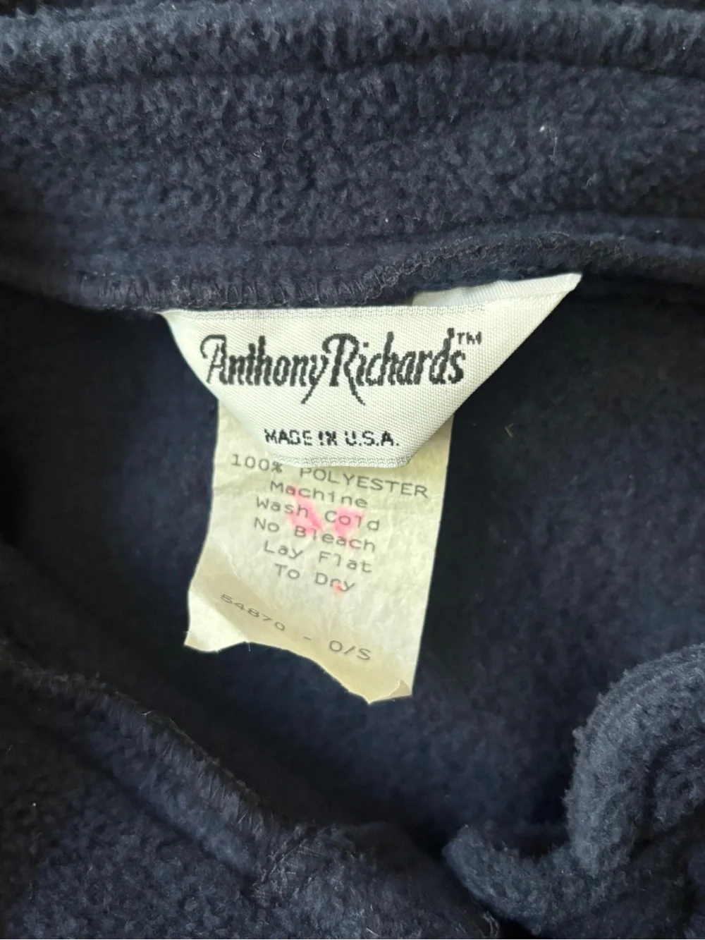 Vintage Anthony Richards Navy Fleece Cape Poncho Made in USA One Size On Trend